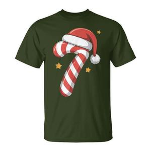 Camiseta navideña con diseño a juego de Candy Cane 7 y gorro de Papá Noel - Product Image 1