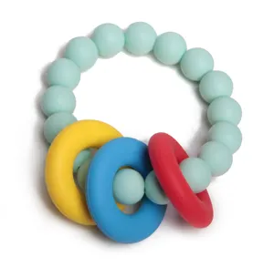 Coloré Sans Bpa Silicone Mâcher Perle Bracelets Bracelet Bébé Dentition Bracelet Silicone Anneau de Dentition