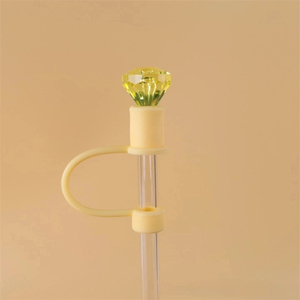 Nouveau luxe 3D diamant cristal crème 8mm 10mm Silicone anti-poussière boisson accessoires paille charme casquette paille couverture Topper - Product Image 6