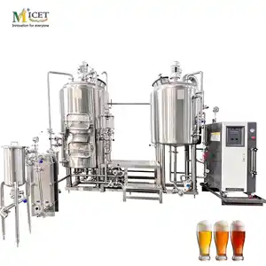 MICET 2HL 200L 2BBL equipo de elaboración de cerveza a pequeña escala combinado 3 recipientes cervecería microcervecería mini Cervecería artesanal para la venta