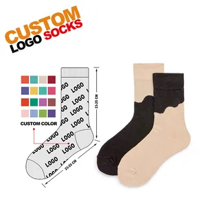 Custom Logo No Minimum Order Design Own Fashion Embroidery Jacquard Mens Sports Cotton Crew Socks