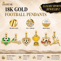 Collar con Colgante de Fútbol de Latón Chapado en Oro de 18K, Estilo Deportivo Moderno LUOYUN, con Circonitas Cúbicas 5A, para Pedidos al por Mayor en Boutiques