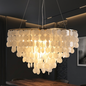 Lampe suspendue moderne en forme de coquille ovale avec carillon éolien LED, température de couleur réglable, intensité variable, pour restaurant - Product Image 2