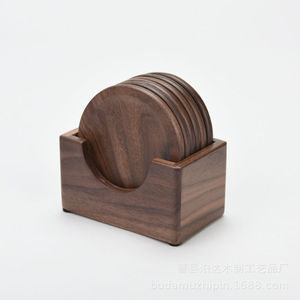 Wooden Round Coaster Set Beech Wood Heat Insulating Home Coffee Cup Use - Product Image 2