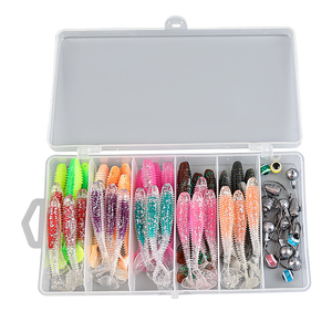 Kit d'Appâts Souples 61 Pièces de Haute Qualité, Leurres Vers Artificiels, Kit d'Hameçons Plombés pour la Pêche, Ensemble d'Appâts Souples 17.5*10*3cm 197g - Product Image 1