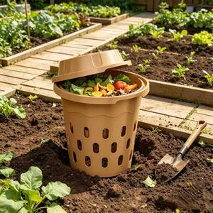 Composteur à vers de terre encastrable pour extérieur avec couvercle, bac à vermicompost souterrain, seau à compost en plastique pour déchets alimentaires de jardin et de cuisine - Product Image 2
