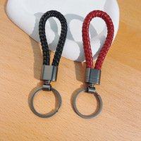 Porte-clés créatif en métal fait main pour couples avec design en corde tressée, anneau pour clés de voiture et petit pendentif - Idéal pour offrir