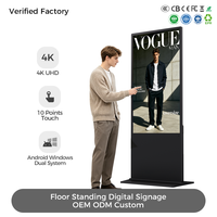 43 49 55 65 Inch Floor Standing LCD 4K Touch Screen Advertising Interactive Digital Signage and Display Kiosk for Shopping Mall