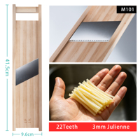 Professionele mandoline-snijmachine van hotelkwaliteit, 3 mm roestvrijstalen mes, grote julienne-snijder voor ui, aardappel, groenten, houten doos