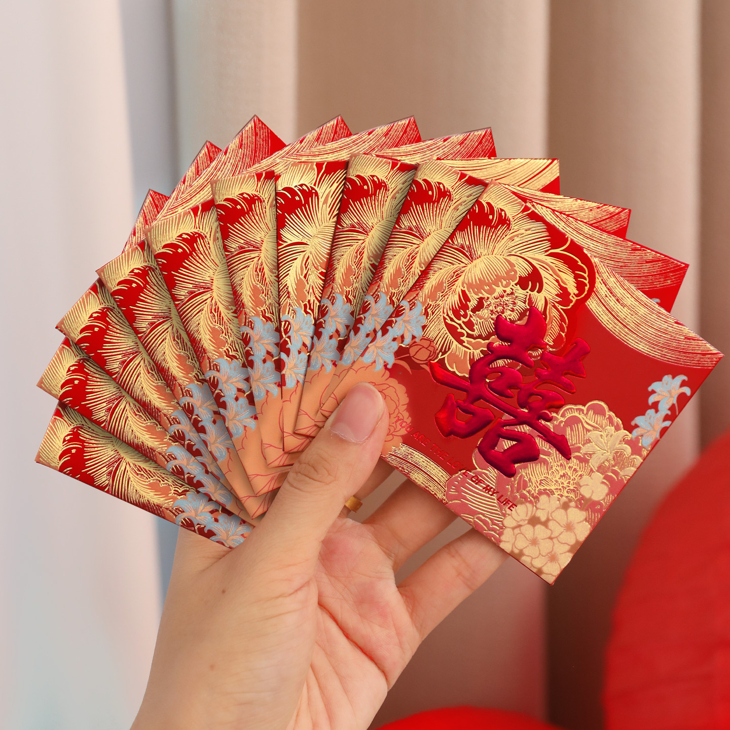 Small Peony Flowers Like Red Packets