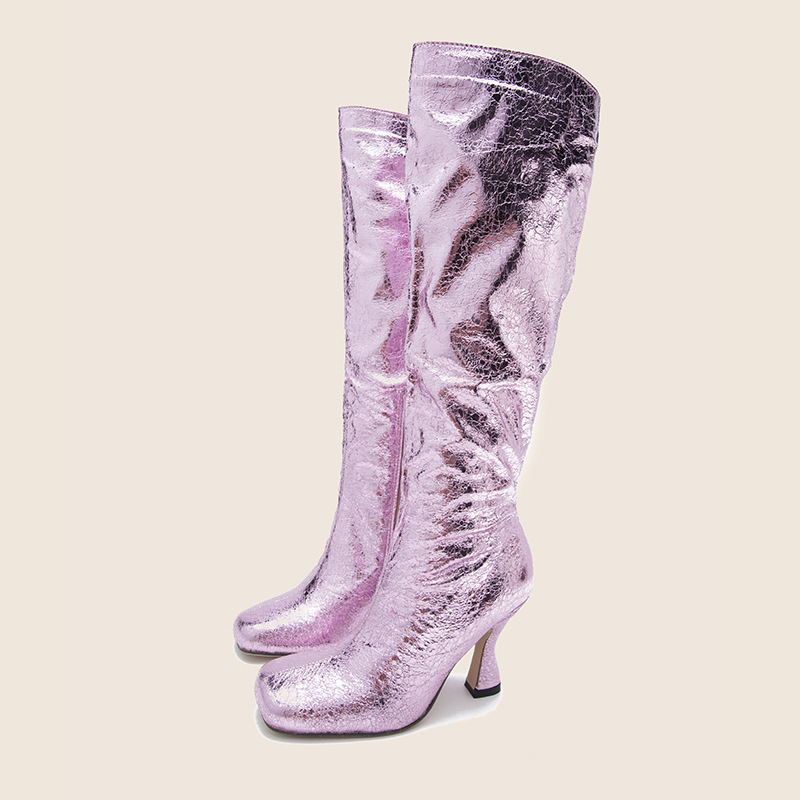 Sh12220a Size 36-43 Zipper Mid Calf High Heel Platform