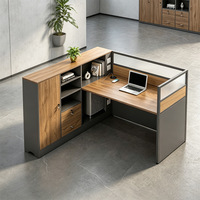 Set Scrivania e Sedia Minimalista Moderno in PVC con Cassetti per Postazioni di Lavoro da Ufficio per 4 Persone
