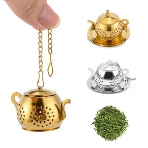 Infuseur <span class=keywords><strong>à</strong></span> thé en acier inoxydable en forme de théière, boule <span class=keywords><strong>à</strong></span> thé avec chaîne et plateaux d'égouttage, filtre <span class=keywords><strong>à</strong></span> épices, vente en gros - Product Image 6