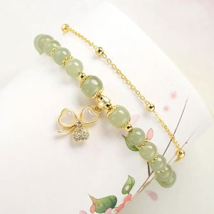 Clover Leaves Double Layer Imitation Natural Hetian Jade <b>Bracelet</b> Crystal Gemstone <b>Beads</b> Jade Handmade <b>Bracelet</b> for Women - Product Image 4