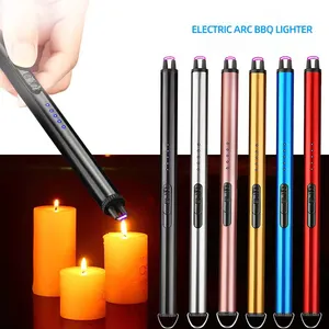 带升级发光二极管电池显示安全开关的可充电电弧蜡烛打火机USB打火机