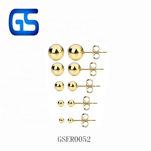 Simple Design Vacuum Plating Stainless Steel <strong>Bead</strong> Ear <strong>Studs</strong> Butterfly Clasp Push Back Round Peas Ball <strong>Studs</strong> <strong>Earring</strong> - Product Image 4