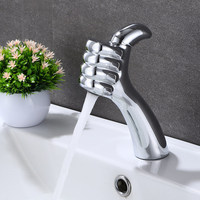 Robinet de lavabo créatif à capteur tactile en forme de pouce, monocommande, entièrement en cuivre