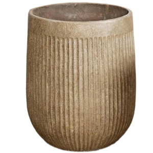 Baskom tanam bamboo, garis vertikal minimalis kelas atas lantai berdiri diameter besar magnesium lumpur bunga - Product Image 1