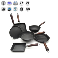 Batterie de cuisine en acier au carbone de pré-saison de qualité commerciale-6 casseroles wok professionnelles en acier au carbone pour restaurants et usage domestique