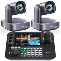 Cámara y controlador Tenveo NDI PTZ 2 uds VL12U 4K PTZ cámara de conferencia 12X Zoom AI seguimiento automático + controlador de Joystick KB300PRO