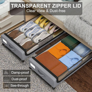 Fabriek Metalen Frame Onder Bed Opslag Doorzichtige Deksels Met Wielen Opslagcontainers Voor Slaapkamer Rollende Kleding Schoen Opbergbakken - Product Image 3