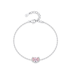 Pulsera de Cadena con Lingote de Morganita Rosa en Plata de Ley S925 para Mujer - Regalo de Aniversario, Versión de Cobre Personalizable - Product Image 1