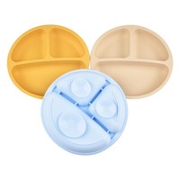 Assiette à ventouse pour bébé en gel de silice à 3 compartiments, sans BPA, antidérapante, incassable, 20 cm, moulage monobloc, vaisselle pour l'alimentation des tout-petits