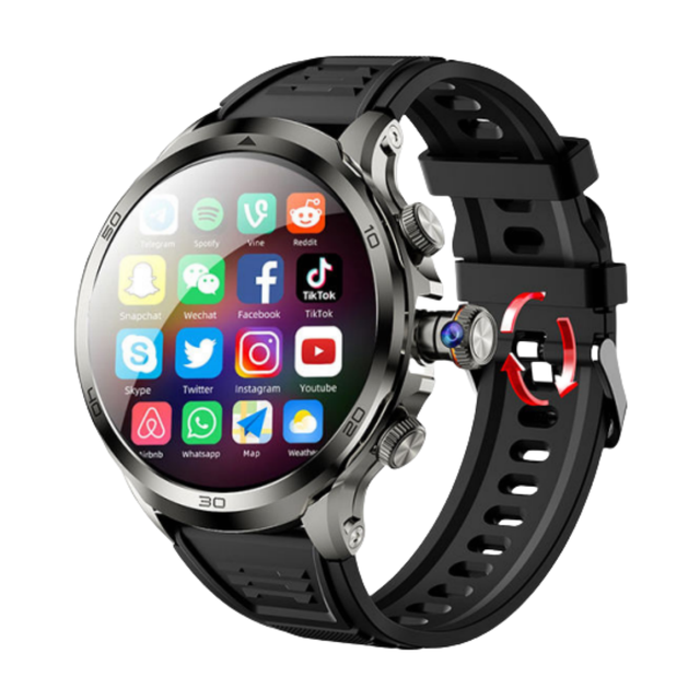 Large Battery H19 Smart Phone Watch Sim Card 4G Android Youtube Tiktok Twitter Facebook AMOLED Rotating Camera 200W 128GB Watch