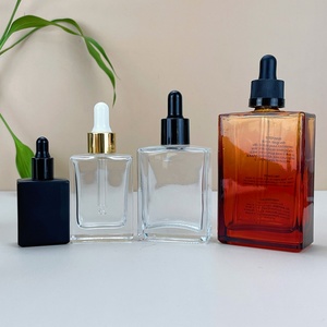 15ml 30ml 50ml 100ml <b>clear</b> square Rectangle Glass Dropper Bottle 1oz with Flat Shoulder for Cosmetic Essential Oils - Product Image 5