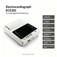 Electrocardiógrafo de 12 Derivaciones ECG301, Máquina de ECG de Alta Precisión de 1000sps, Batería de Iones de Litio Integrada, Grabación Multimodo, Impresora Térmica