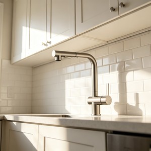 Modern Pull Out <b>Spray</b> Kitchen Faucet Single Handle Deck <b>Mounted</b> Brushed Nickel Ceramic Valve Core 2.0-2.9gal/m - Product Image 2