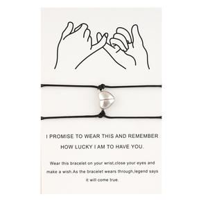 2 adet/takım kalp çift bilezikleri severler için söz hediye takı kalp Charm ayarlanabilir ip halat manyetik bilezik - Product Image 6