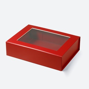 Custom Logo Luxury <b>Black</b> Recycled Corrugated Board Magnetic Rigid Gift <b>Box</b> with Clear Window - Product Image 5