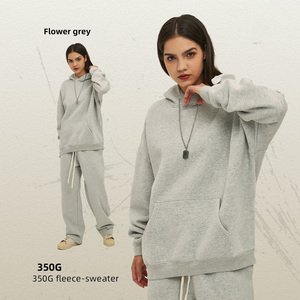 Custom Embroidery Print Solid Hooded Heavyweight 350gsm High Quality Designer Cotton <b>Pullover</b> Fleece Oversize Unisex <b>Men</b> - Product Image 4