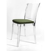 Lucienne Green Boucle Chaise Transparente Rembourrée en Tissu avec Coussin pour Salon Modèle 20BCL2000