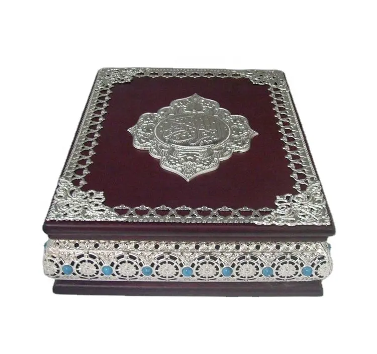 Hoge Kwaliteit Houten Ideale Geschenkdoos Voor Moslim Culturele Verzilverde Quran Boekdoos