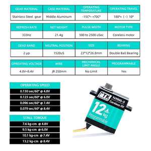 Servomotor digital metálico PTK 9490 MG-D de 9g, servomotor impermeable de 12kg para modelos de aviones y coches, servomotor pequeño para cambio de modelo. - Product Image 6