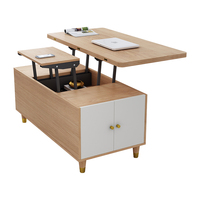 Table basse/salle à manger relevable nordique 2 tiroirs + 1 porte, pliable 2 en 1, minimaliste pour les petits salons