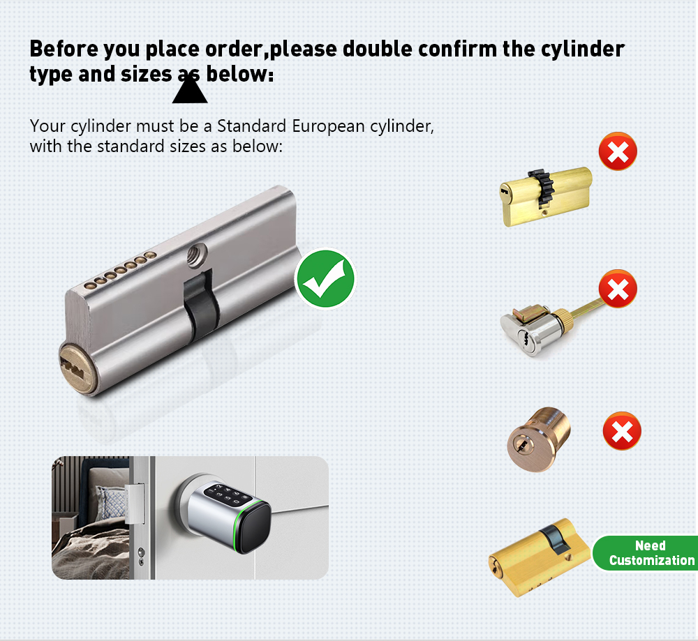 SMARTEK S1K Passcode RFID IC Card KEY TTLOCK APP BLE Door Smart Cylinder Lock For Replacing Old Mechanical Cylinder