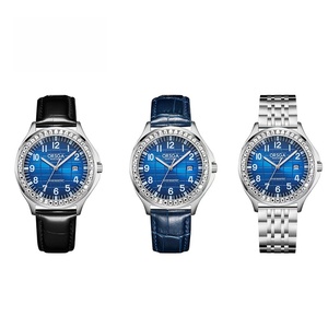 Reloj de pulsera para hombre con calendario y diamantes incrustados - Acero sólido - Elegante - Uso empresarial - Venta al por mayor de fábrica - Reloj de cuarzo con diseño a cuadros - Product Image 5