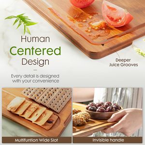 Bamboo Cutting Board 3 Piece <b>Set</b> Rectangle Eco Friendly Kitchen Chopping Block - Product Image 5