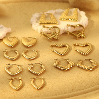 Lefeng Vintage Ternish Free U Shape Trendy Boucles d'oreilles géométriques en plaqué or 18 carats pour femmes