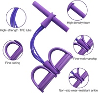 Máquina de Ejercicios Abdominales con Pedal para Piernas, Entrenador de Abdominales con 4 Tubos Antideslizantes, Banda de Resistencia para Ejercicios de Abdominales