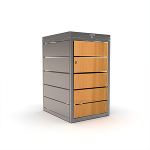240L Standing Structure Outdoor Trash Can Easy-to-Use Vertical <strong>Garden</strong> <strong>Storage</strong> with Metal Wood Grain Door Waste <strong>Bins</strong> - Product Image 2