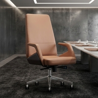 Chaise de bureau de direction de luxe en cuir, ergonomique, pivotante, à dossier haut, avec roulettes