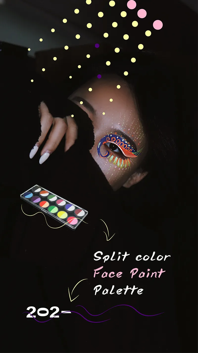 Water aktiviert 12 farbe eyeliner palette pastell uv neon professionelle gesicht körper malen palette glow in dark für make-up