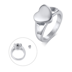 Mode Memorial hati pesona cincin guci untuk cinta abu kenang-kenangan pemegang malaikat baja nirkarat perhiasan cincin kremasi guci - Product Image 1
