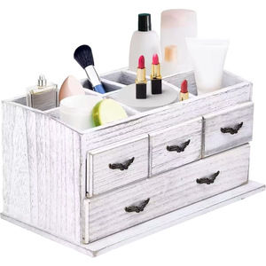 Desktop wooden shelf <b>dressing</b> <b>table</b> <b>storage</b> box, multi-compartment drawer jewelry box, solid wood cosmetic <b>storage</b> box - Product Image 1