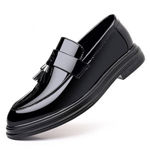 Chaussures habillées et décontractées pour hommes, Oxfords noirs, formelles, en PU, semelle souple, fermeture à bouton, élégantes pour mariage et marié - Product Image 5