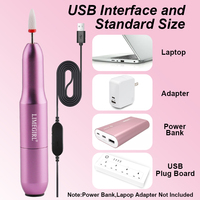 Ensemble de prises USB portables Perceuse à ongles électrique avec outil de polissage de fichier de pédicure pour polisseuse à ongles